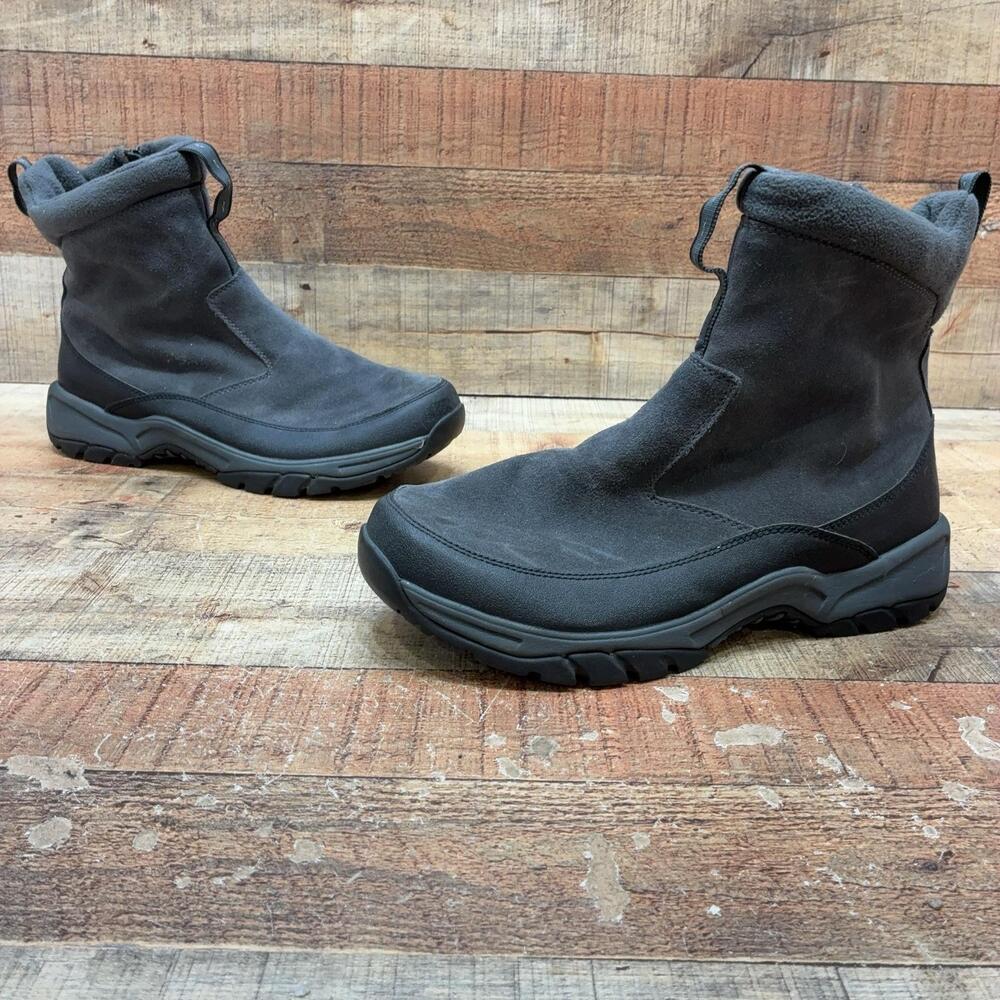 L.L. Bean Snow Boots Mens Size 11 M 44.5 Gray Suede Ankle Zip Winter Insulated